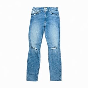 MOTHER High waisted Looker ankle fray jeans drinking by the pool wash size 26